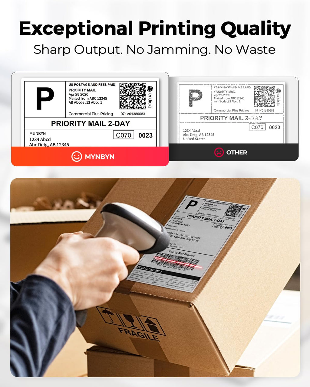MUNBYN 4x6 Direct Thermal Roll Shipping Labels 500 Pics for Address Mailing Postage USPS UPS FedEx Amazon Canada Post Shipping Labels, Commercial Grade 500 Labels/1 Rolls
