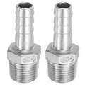 PATIKIL 304 Stainless Steel Barb Hose Fitting, 2 Pack 1/2" Hose Barb x 1/2" NPT Thread Pipe Connector Adapter Quick Fittings for Bore Air Water Connecting