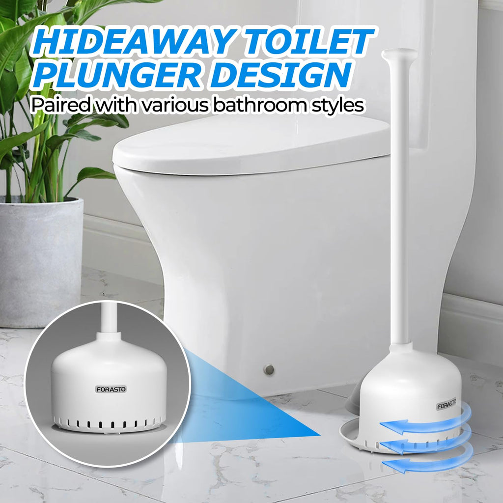 FORASTO Toilet Plunger with Holder，Plungers for Bathroom with Holder, Toilet Plunger Heavy Duty，Bathroom Plunger，Bathroom Decor，Bathroom Accessories，Toilet Bowl Cleaners,18-1/2inch