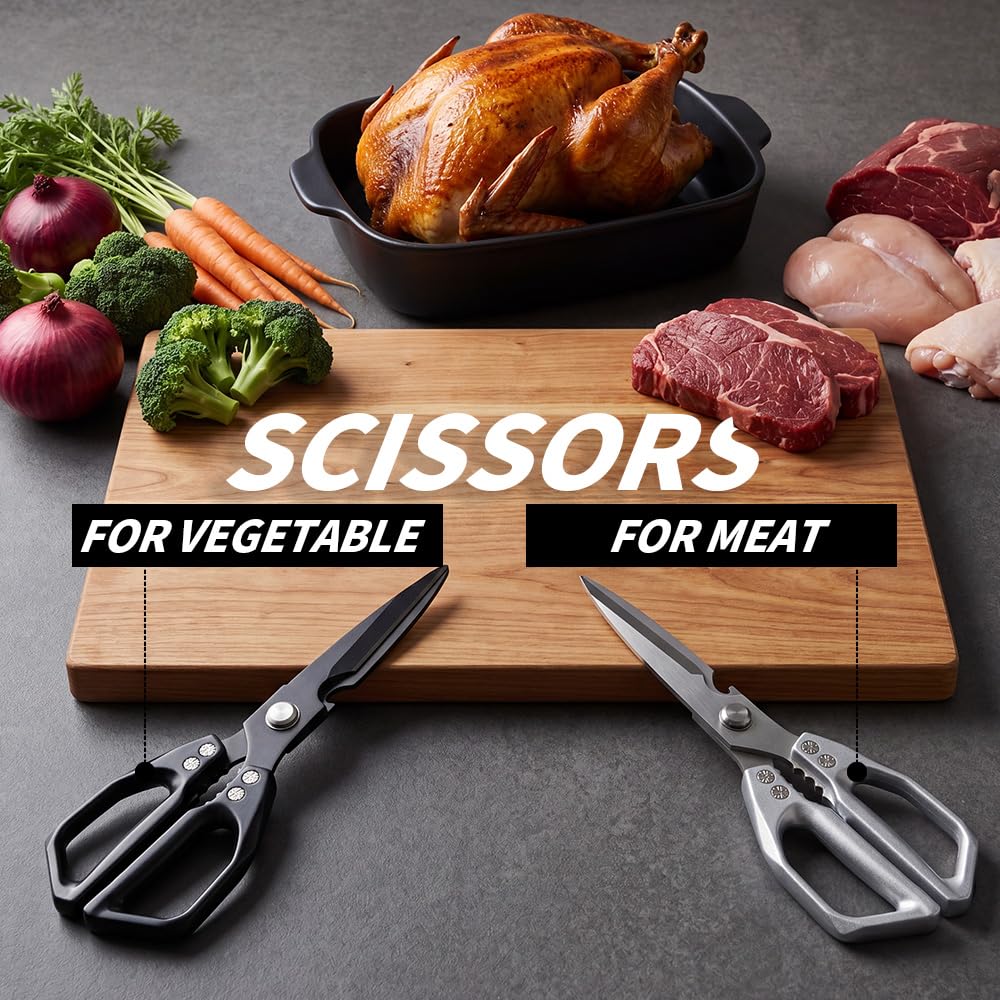 Kitchen Scissors Set, Heavy Duty Poultry Shears All Purpose, Kitchen Scissors for Food Meat Cutting Scissor,Japanese Chicken Shear Bones, Cooking Gifts for Men Women Mom Dad