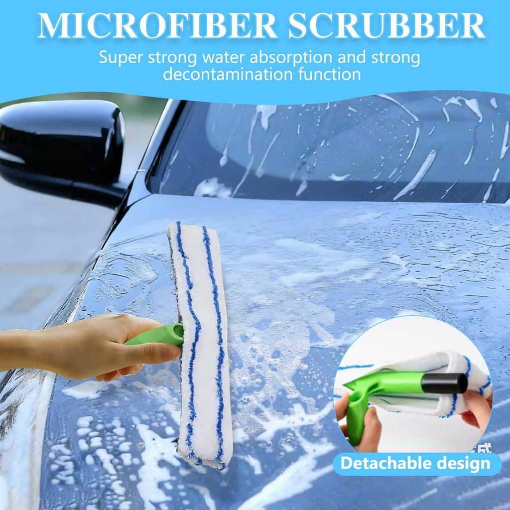 Window Squeegee - Recyclable Cleaner Scraper with Microfiber Scrubber, Window Cleaner for Glass Mirror Car Shower Doors Squeegee