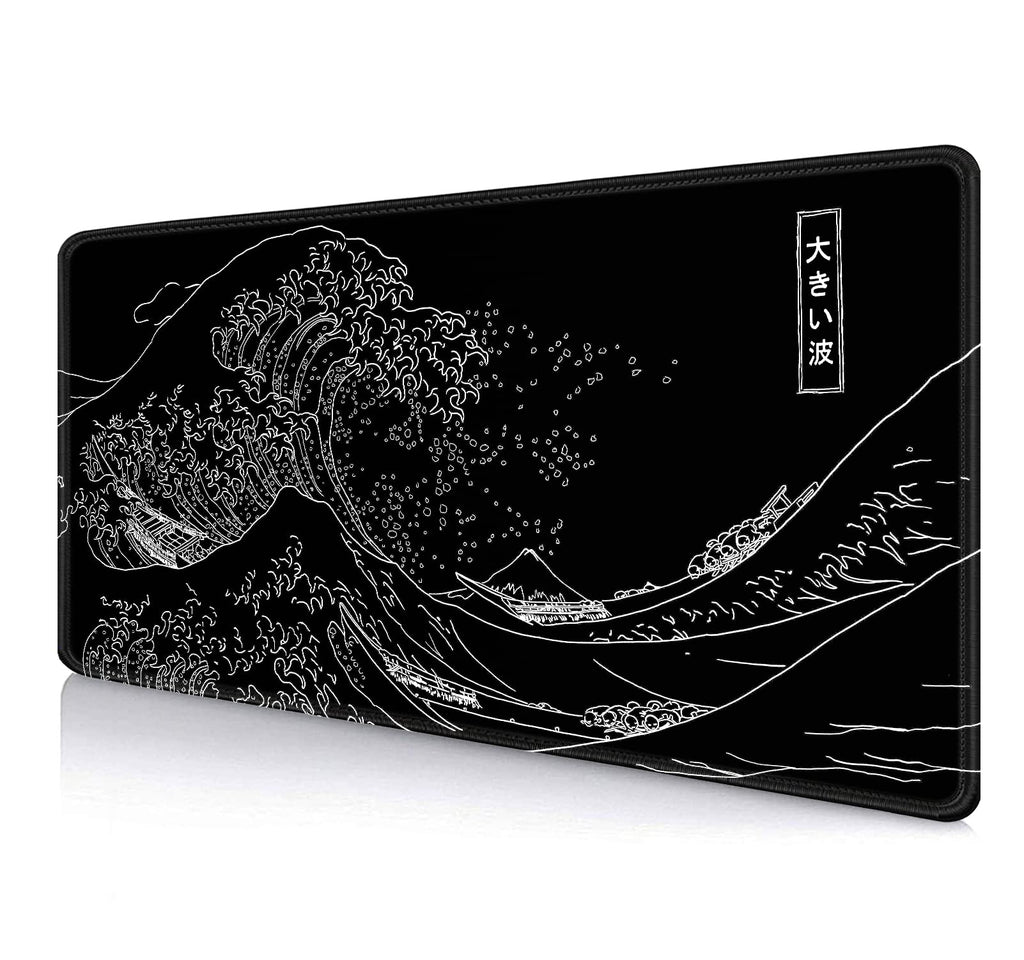 IMAYONDIA Great Wave Japanese Large Mouse Pad (90 x 41 cm) - Anime XXL Game, Extended Kanagawa Extended, Non-Slip Rubber Base, Long Format