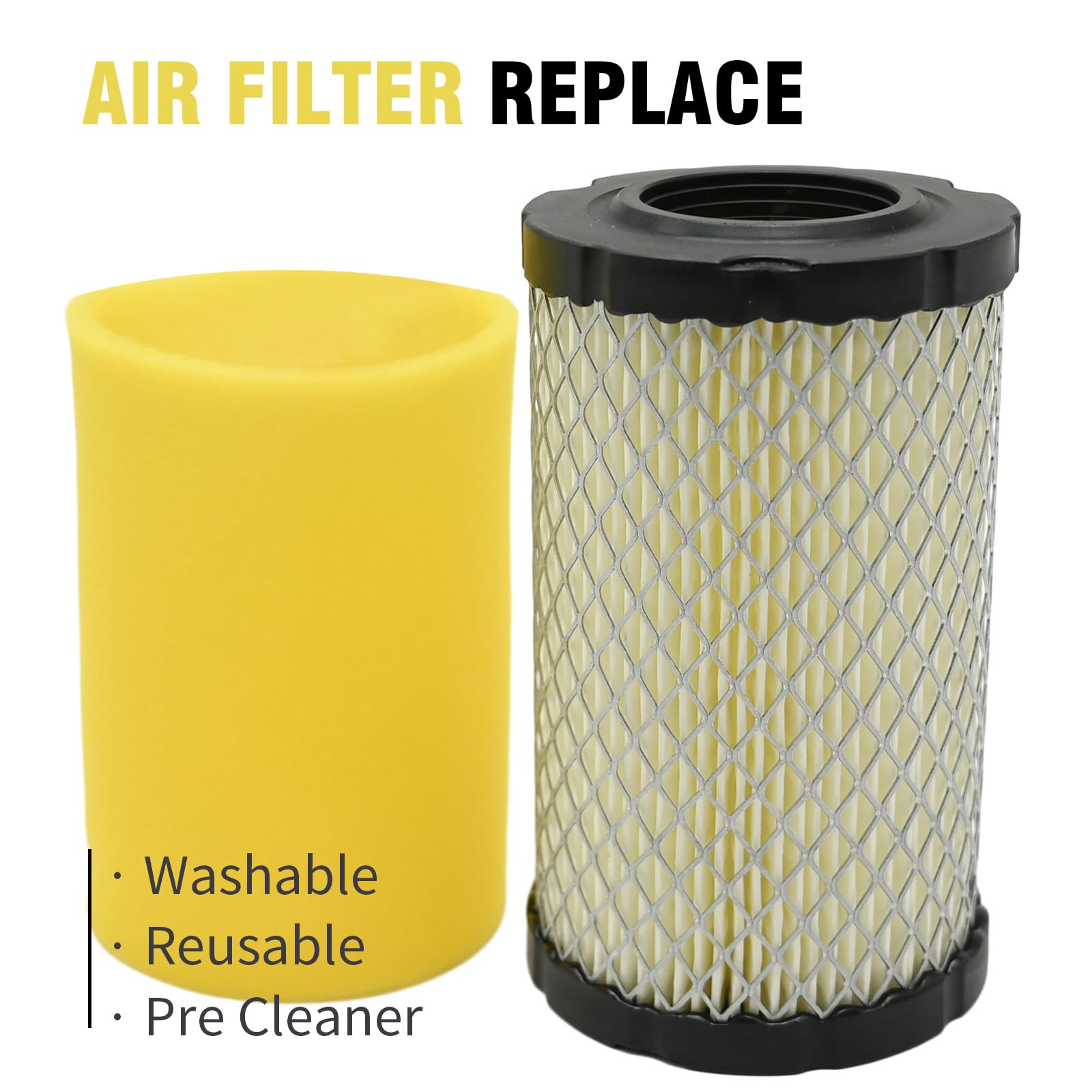 Vkinman GY21435 MIU14395 Air Filter & GY20577 AM125424 Oil Filter Kit Replacement for John Deere L107 L120 D100 D105 D110 D125 D160 D170 E100 E140