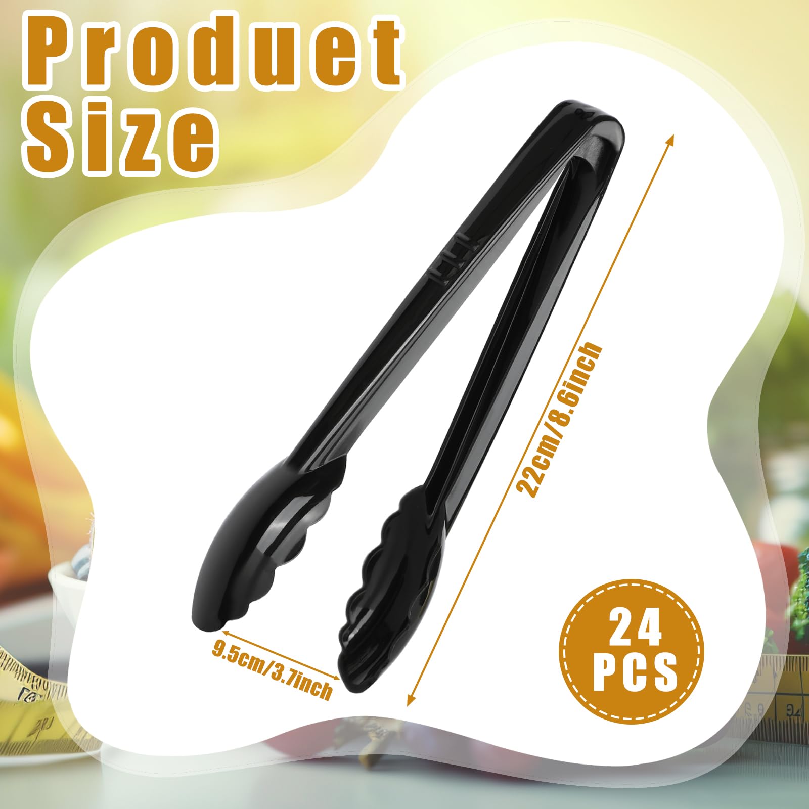 24 Pcs Plastic Tongs for Serving Bulk 9 Inch Serving Disposable Tongs, Plastic Catering Utensils Supplies, Heavy Duty Salad Tongs for Kitchen Buffets BBQ Events Catering