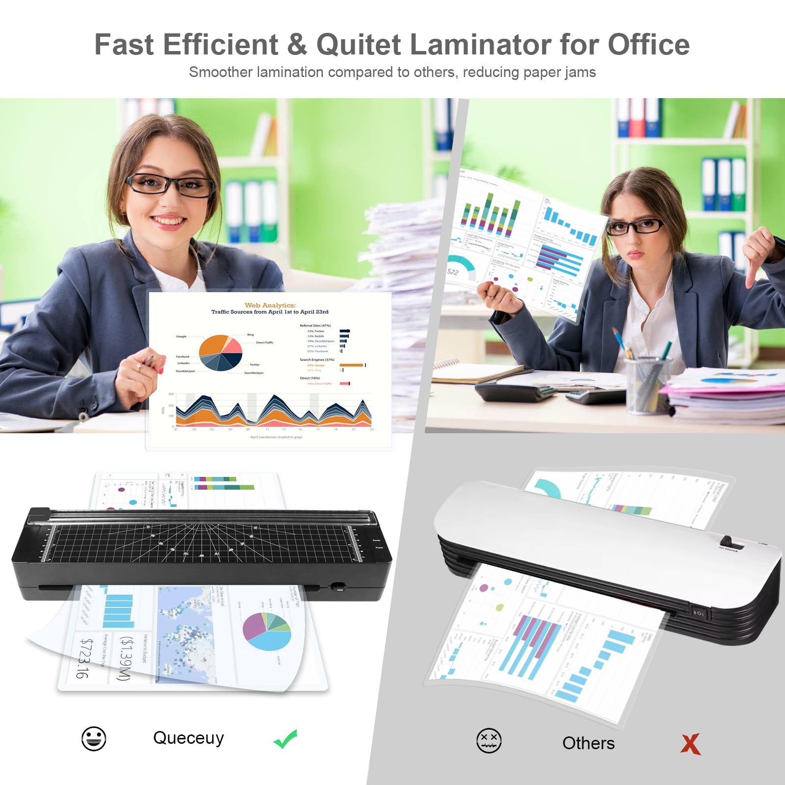 Laminator 9-inch Thermal Laminator with Laminating Sheets 10pcs, with Paper Cutter and Corner Rounder,with 2-Min Faster Preheat,Mini Personal Lamination Machine withr for Teacher Home (A4-388)