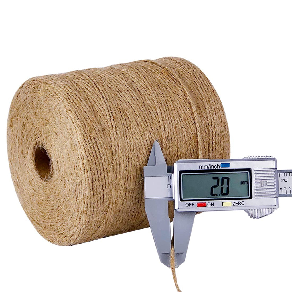 PerkHomy Natural Jute Twine 1800 Feet Long Twine String for Crafts Gift Wrapping Packing Gardening Crochet Knitting Macrame Decor (1800 FT * 2mm (3Ply))