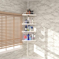 CALCHELE Shower Caddy Corner for Bathroom, Rustproof Bathtub Shower Storage Organizer for Shampoo Accessories, 4-Tier Adjustable Shelves with Tension Pole, 54 to 114 Inch White