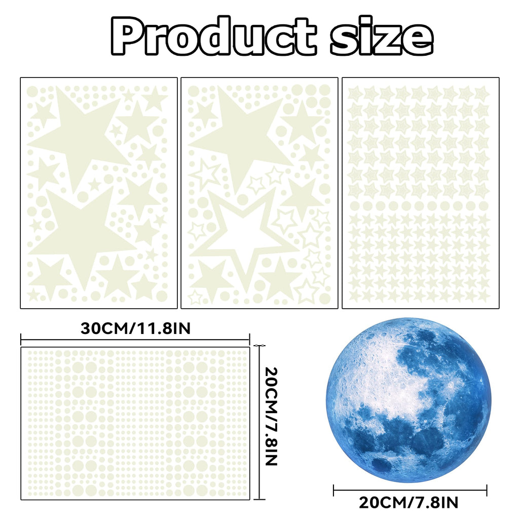 1138Pcs Glow in The Dark Stars, Glow in The Dark Moon for Ceiling Planets Space Wall Stickers Solar System Galaxy Wall Decals for Kids Boys Bedroom Living Room Decoration -Blue