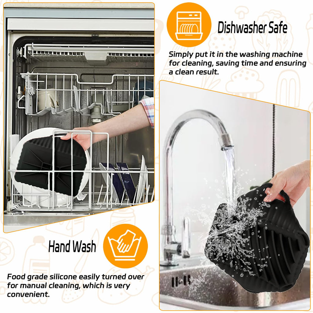 Air Fryer Accessories,9-Pcs Set for DZ201, DZ201C, DZ401, Reusable Silicone Air Fryer Liners & Gloves, Air Fryer Rack, Paper Lining, Food Tong, Oil Brush, Suitable for Oven, Microwave