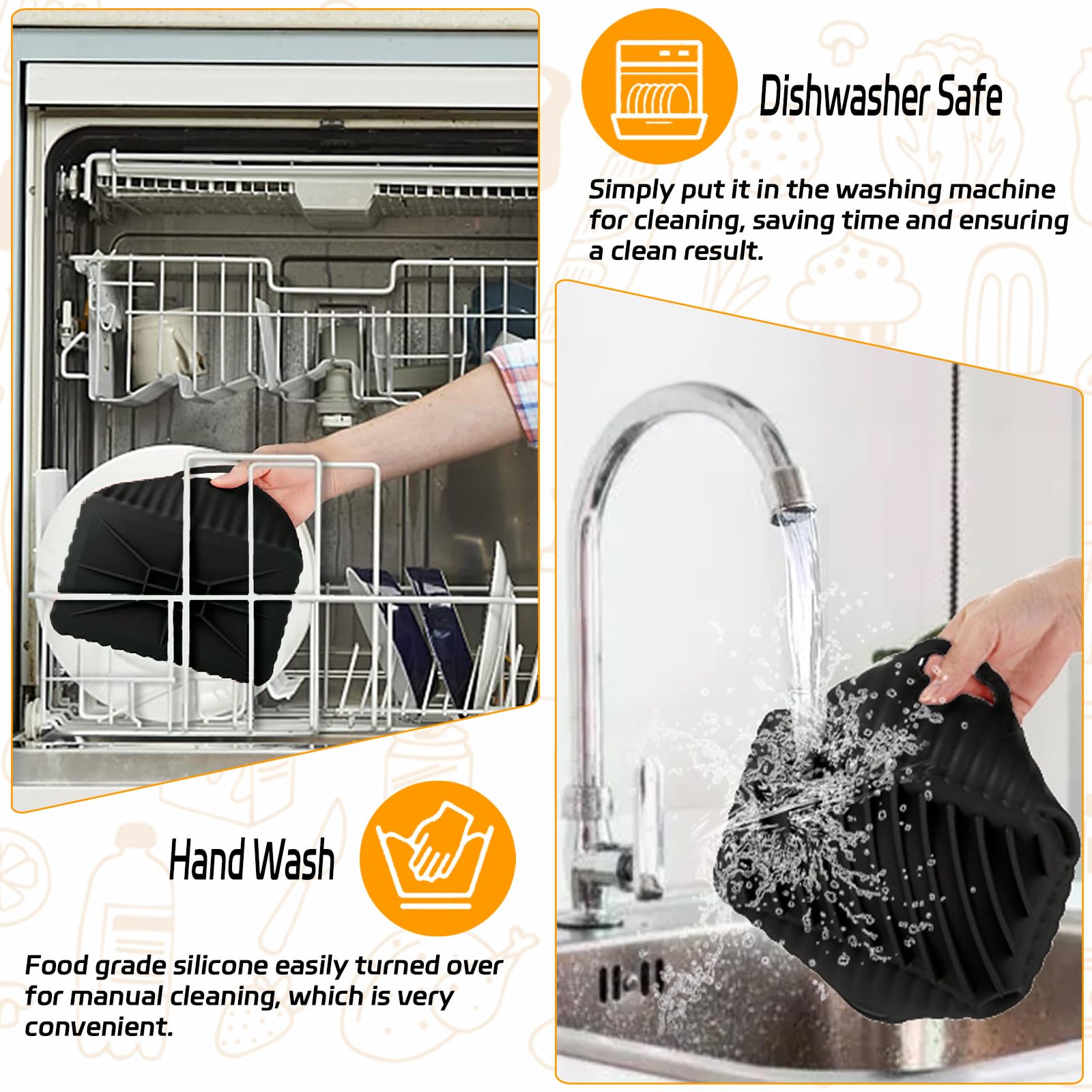 Air Fryer Accessories,9-Pcs Set for DZ201, DZ201C, DZ401, Reusable Silicone Air Fryer Liners & Gloves, Air Fryer Rack, Paper Lining, Food Tong, Oil Brush, Suitable for Oven, Microwave