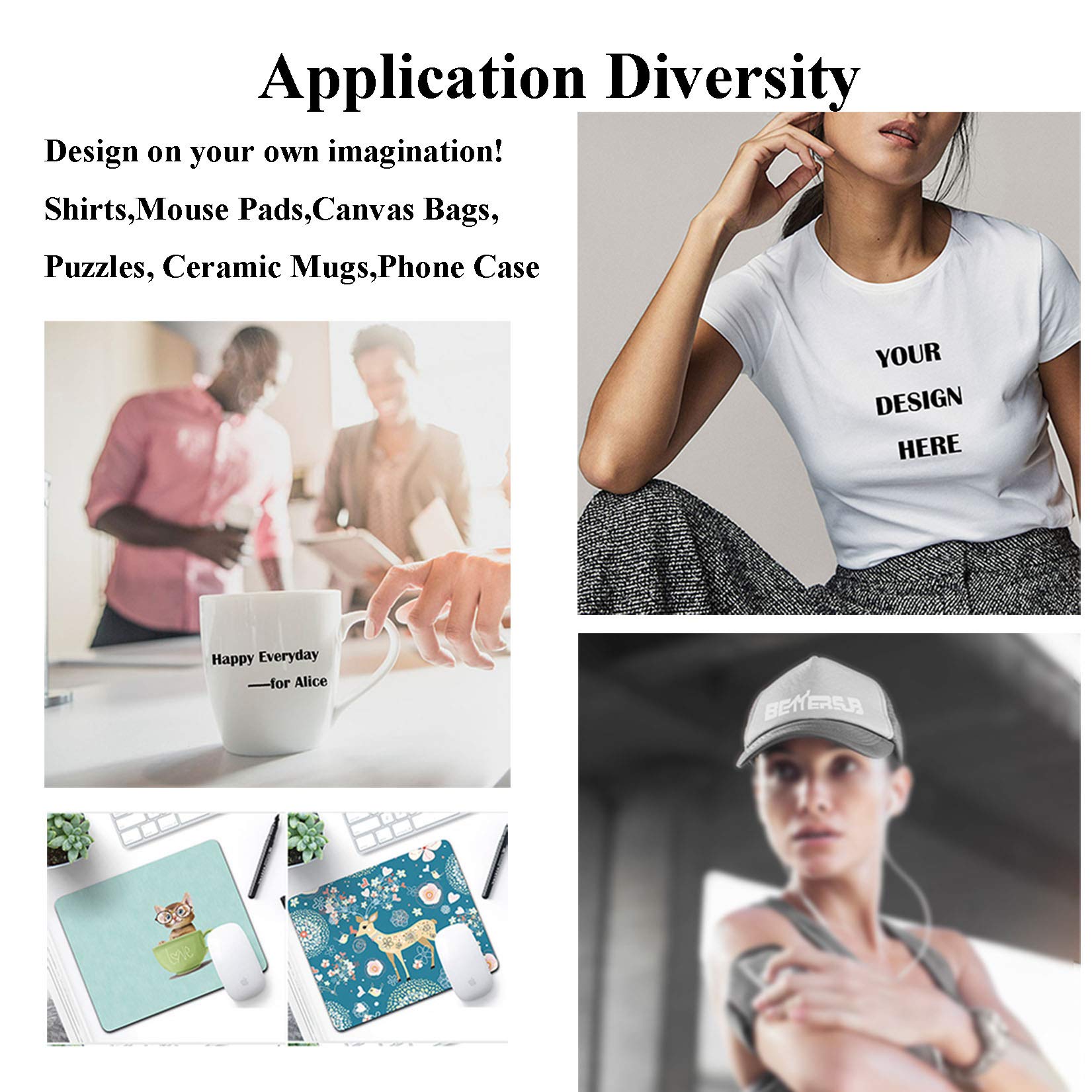 BetterSub Sublimation Paper Heat Transfer Paper 110 Sheets A4 Size 8.29" x 11.7" for EPSON HP Canon Inkjet Printer with Sublimation Ink for Light Color Shirts Hat Cap Mug 120gsm