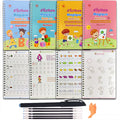 SMDSAZ French 3D Groove Magic Practice Copybook Children Book Learning Numbers French Letters Calligraphy Writing Exercise Books Gift (Color:French 4 Books)
