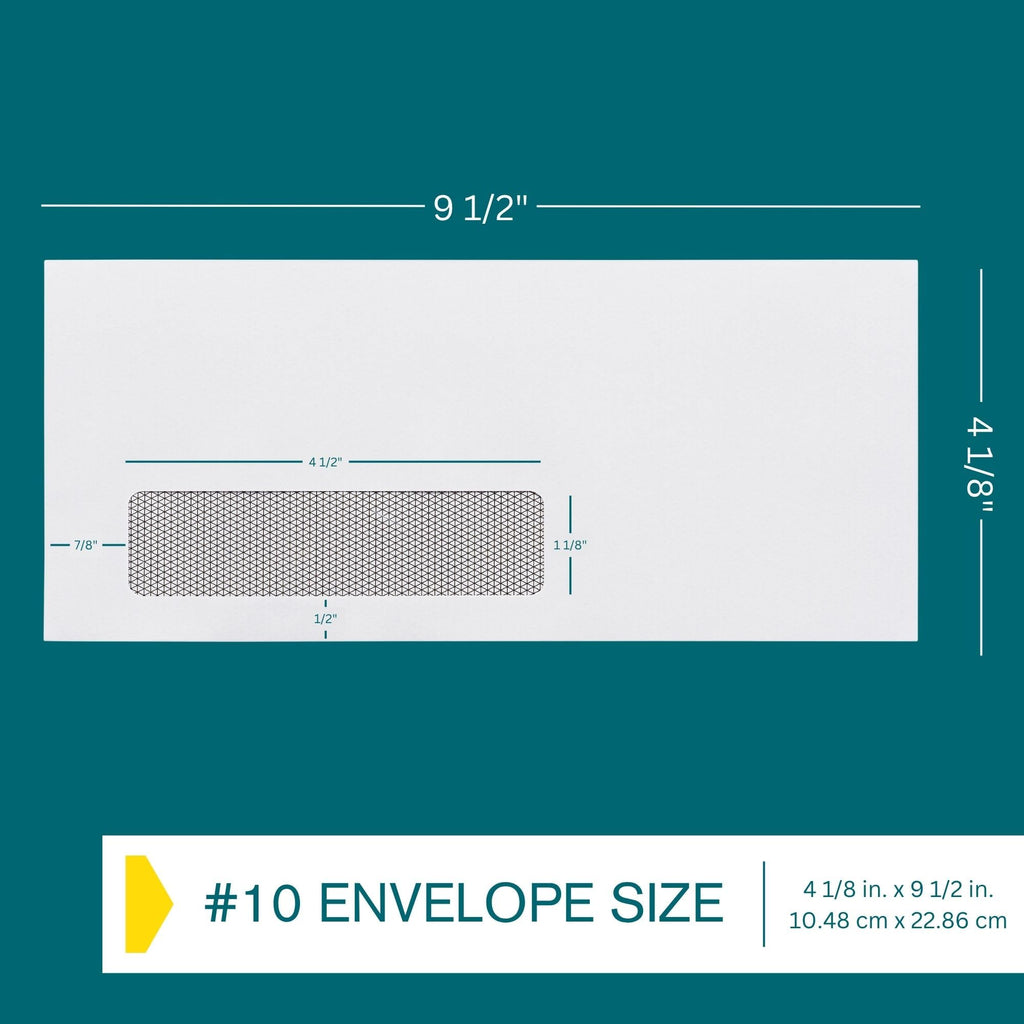 #10 Window Envelopes Self Seal - 100/pack Peel & Seal Closure, Security Tinted Envelopes for Quickbooks Invoices & Business Statements - Letter Size 4-1/8 x 9-1/2 inch 24lb Paper