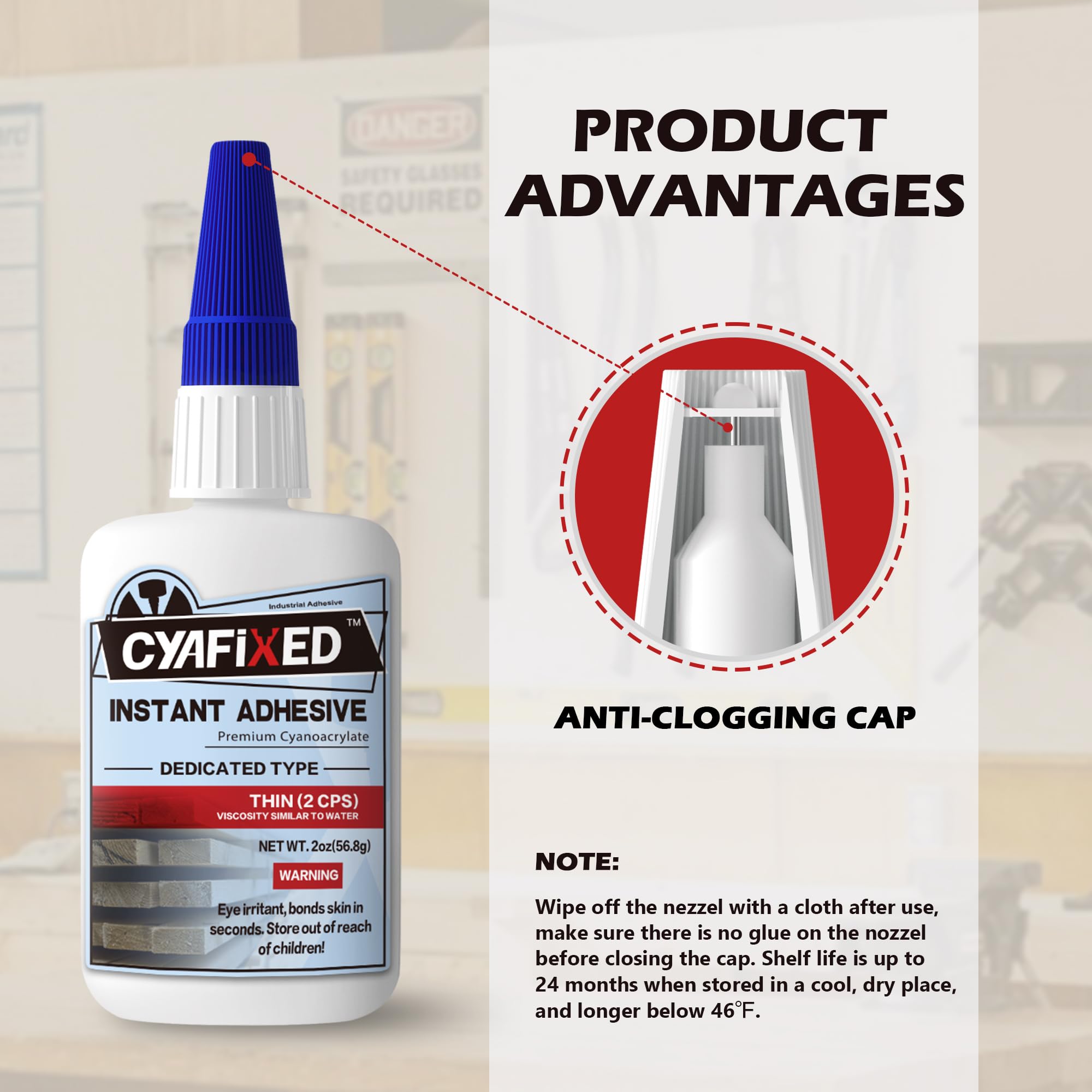 CYAFIXED Professional Grade Cyanoacrylate Super Glue, Super Thin Viscosity CA Glue for Woodworking, 4 oz. Value Pack - Instant Adhesive for Woodturning, Pen Turning, Finish & Hobby