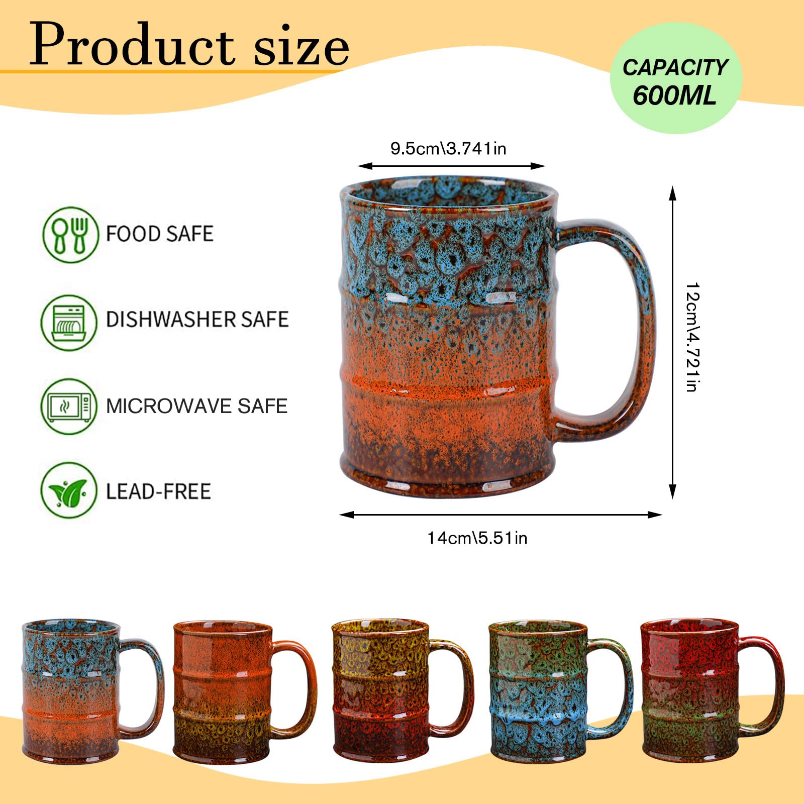 Coffee Mug-Beer Mugs,20 Oz Coffee Cups Ceramic Tea Cup Large Coffee Mug for Office and Home - Dishwasher and Microwave Safe Novelty Coffee Mugs, 1pcs.