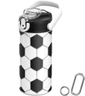 MYFOREST 14oz/400ml Insulated Kids Water Bottle, Odor-Free Surgical Grade Liner, Dishwasher-Safe, Name Spot, Soft Sipper (Soccer)