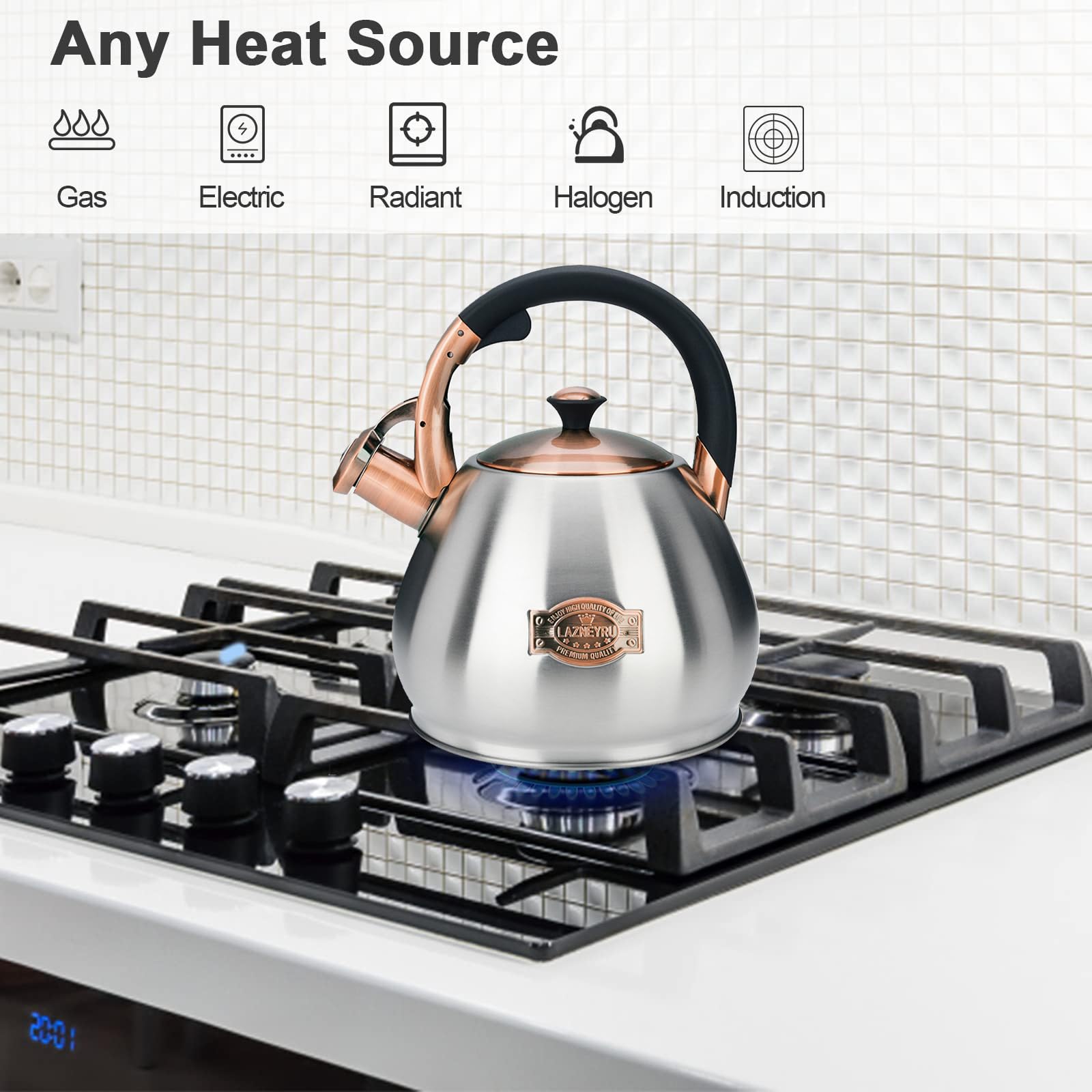 Tea Kettle Stovetop Whistling Kettle Teapot, 3Quart Tea Pot Stainless Steel Teakettle for Stove Top with Heat Proof Ergonomic Handle