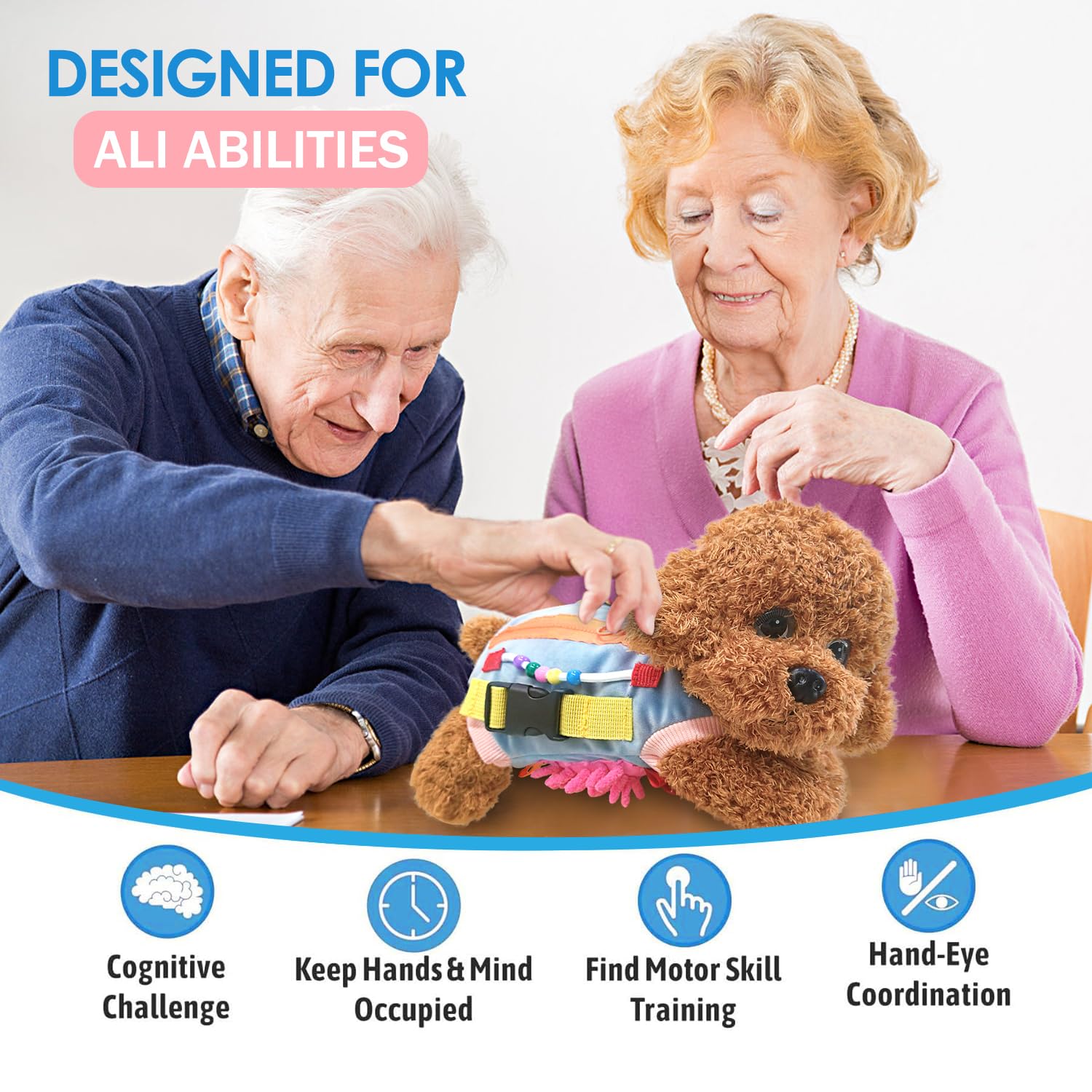 Fidget Blanket for Adults, Alzheimer's Sensory Mat for Relief Anxiety, Stress, Calming, Exercising, Sensory Activities for Nursing Home, Wheelchair, Dementia Patients