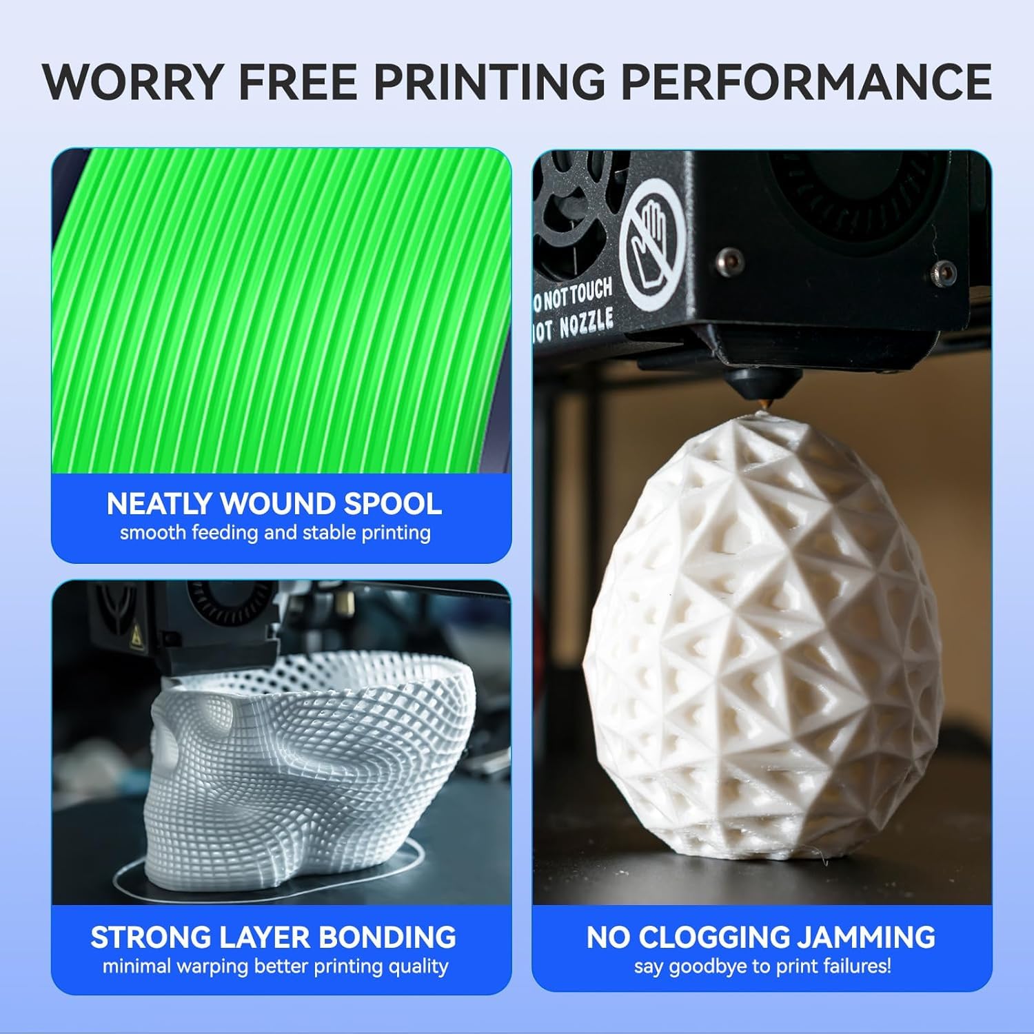 JAYO PLA 1.75mm 3D Printer Filament 1.1KG, Dimensional Accuracy +/- 0.02mm, Neatly Wound, No Clogging, Vacuum Package, Fits for Most FDM 3D Printers, Black.