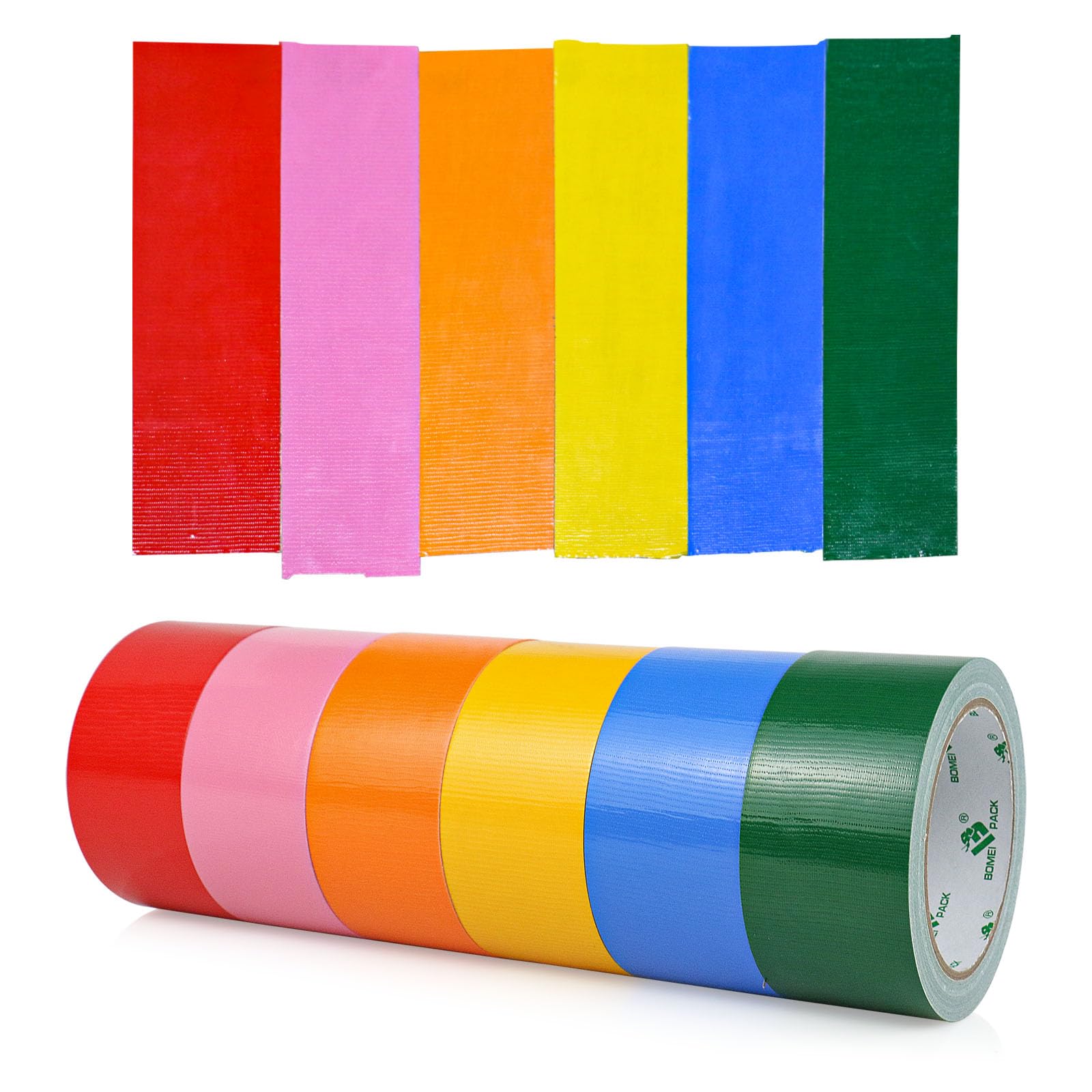 BOMEI PACK Colored Duct Tapes, 6 Rainbow Colors 2 Inch x 15 Yards x 9 Mil, Heavy Duty Waterproof Tape in Red, Pink, Yellow, Orange, Green, Blue