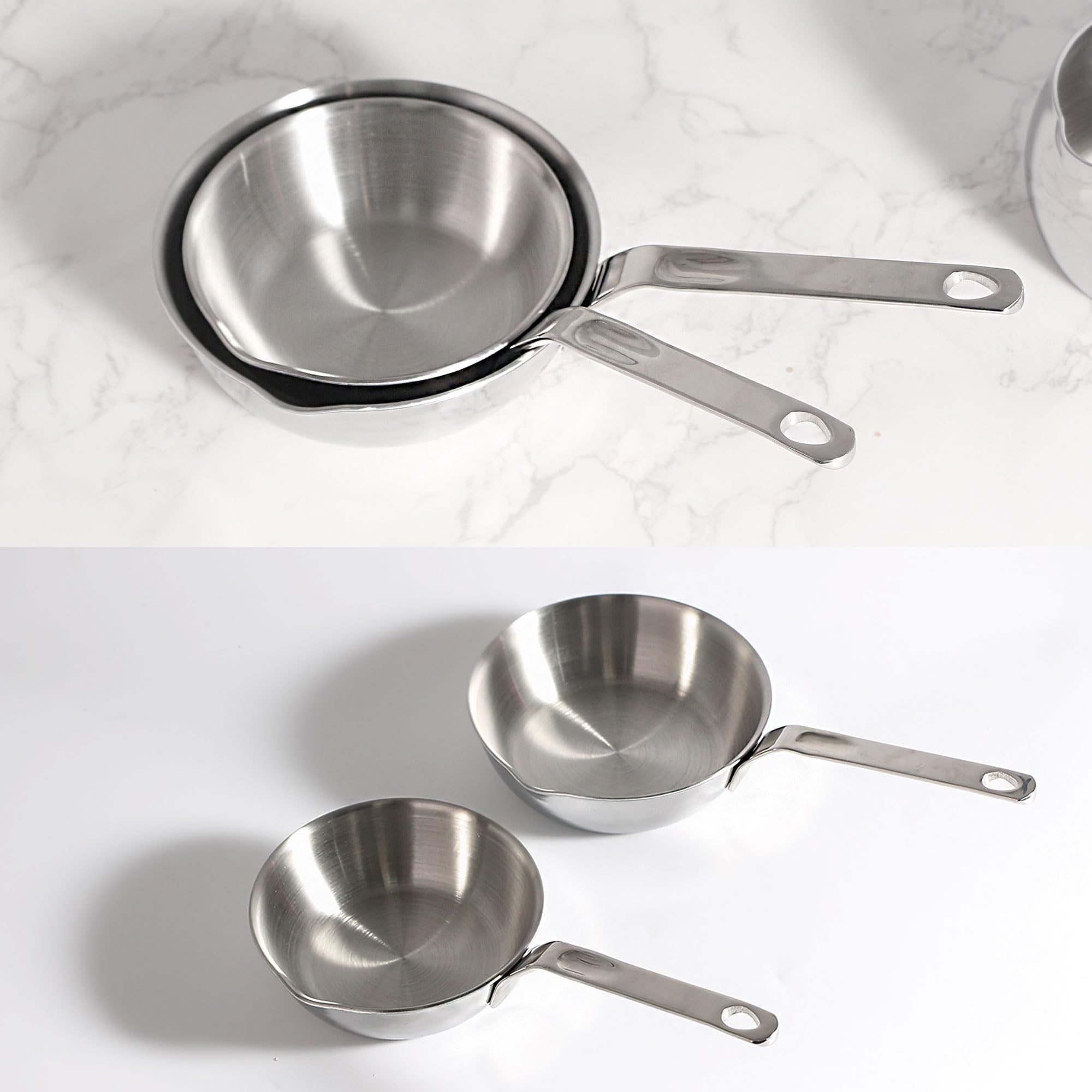 IMEEA 4.7-Inch Mini Egg Pan Omelet Pan SUS304 Stainless Steel Mini Sauce Pan Frying Pan with Spout