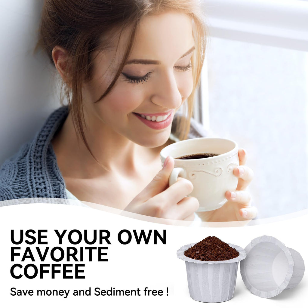 300 Count Fanativita K Cup Coffee Filters Disposable, Compatible with All Reusable K Cups (White)