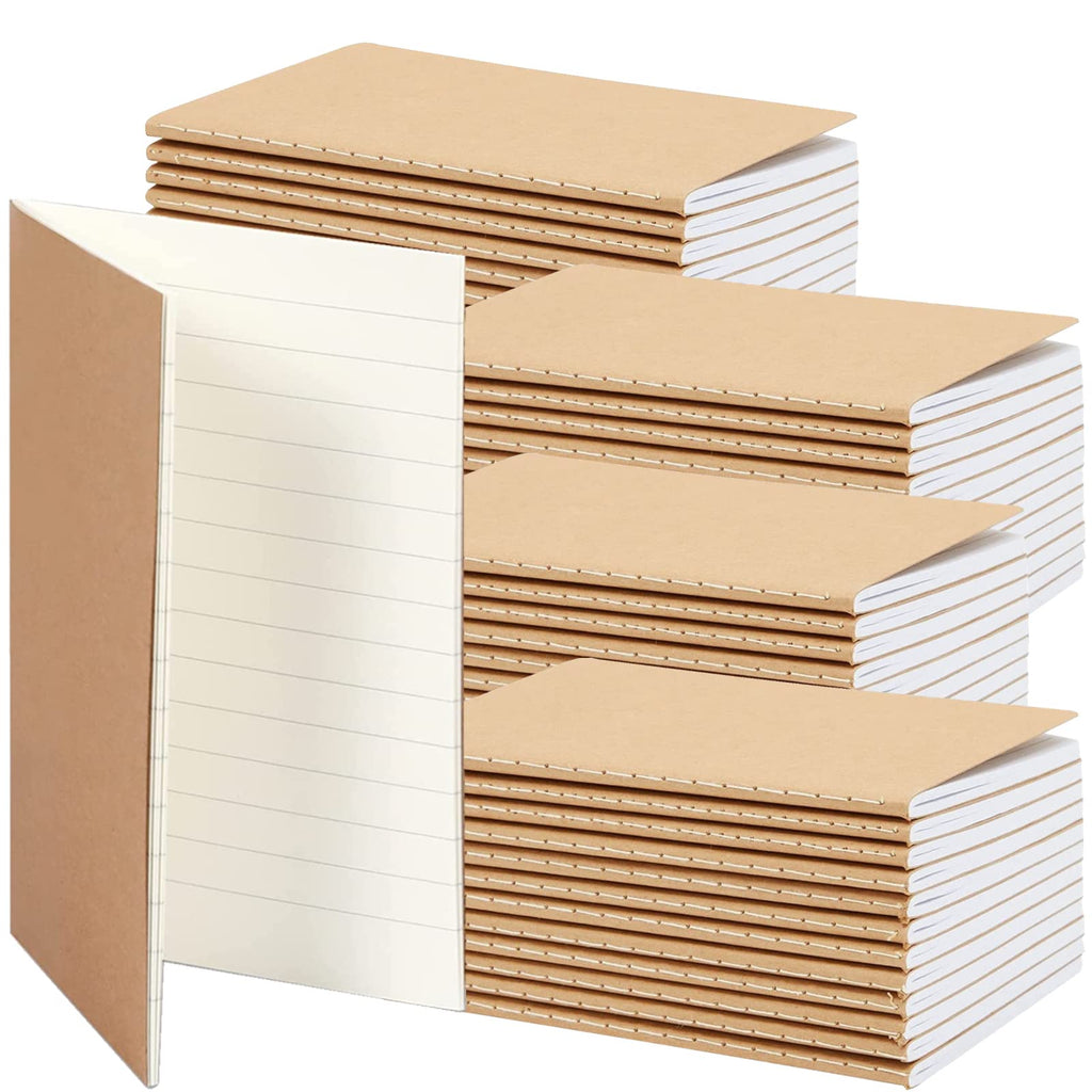 Kraft Notebook - 50-Pack Bulk Lined Notebook Journals, Travel Journal Books for Diary, Notes, DIY, Soft Cover Sewn Notebook, Brown, 5.5 x 3.5 Inches
