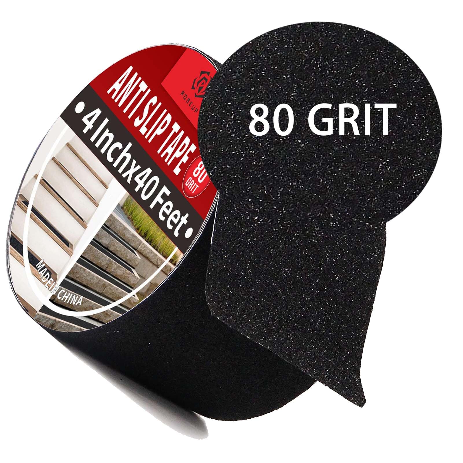 ROSEUP 4" x 40Ft Heavy Duty Anti Slip Tape for Stairs Outdoor/Indoor Waterproof Grip Tape Safety Non Skid Roll for Stair Steps Traction Tread Staircases Non Slip Strips, Black