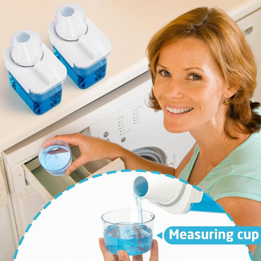 Bikkii Laundry Detergent Dispenser-1 Pack, 71 oz Detergent Dispenser with 4 Removable Labels, Laundry Soap Dispenser for Laundry Room Organization and Storage, BPA Free & PET Plastic Clear