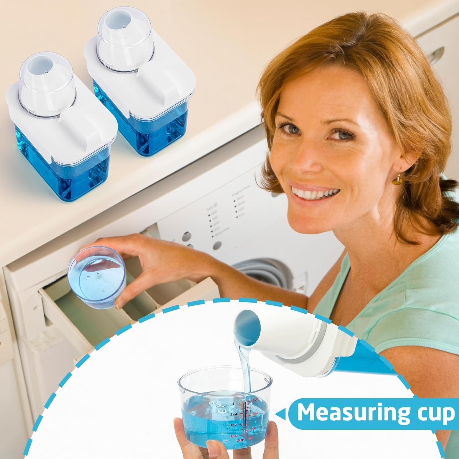 Bikkii Laundry Detergent Dispenser-1 Pack, 71 oz Detergent Dispenser with 4 Removable Labels, Laundry Soap Dispenser for Laundry Room Organization and Storage, BPA Free & PET Plastic Clear