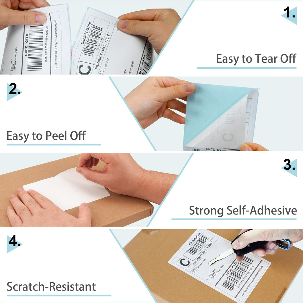 L LIKED 4x6 in Direct Thermal Labels, 1000 Pcs Fanfold Shipping Labels with Perforations, Thermal Printer Labels Compatible with Munbyn, Vretti, Rollo & Zebra Printer
