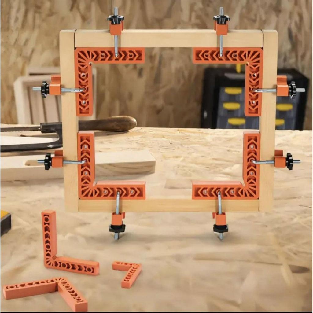 MYLEUS 8Pcs 3" 4" 90 Degree Positioning Squares, 8Pcs Locking clamp,Right Angle Corner Clamps for Woodworking, Picture Frames, Boxes, Cabinets or Drawers,Carpenter Tool