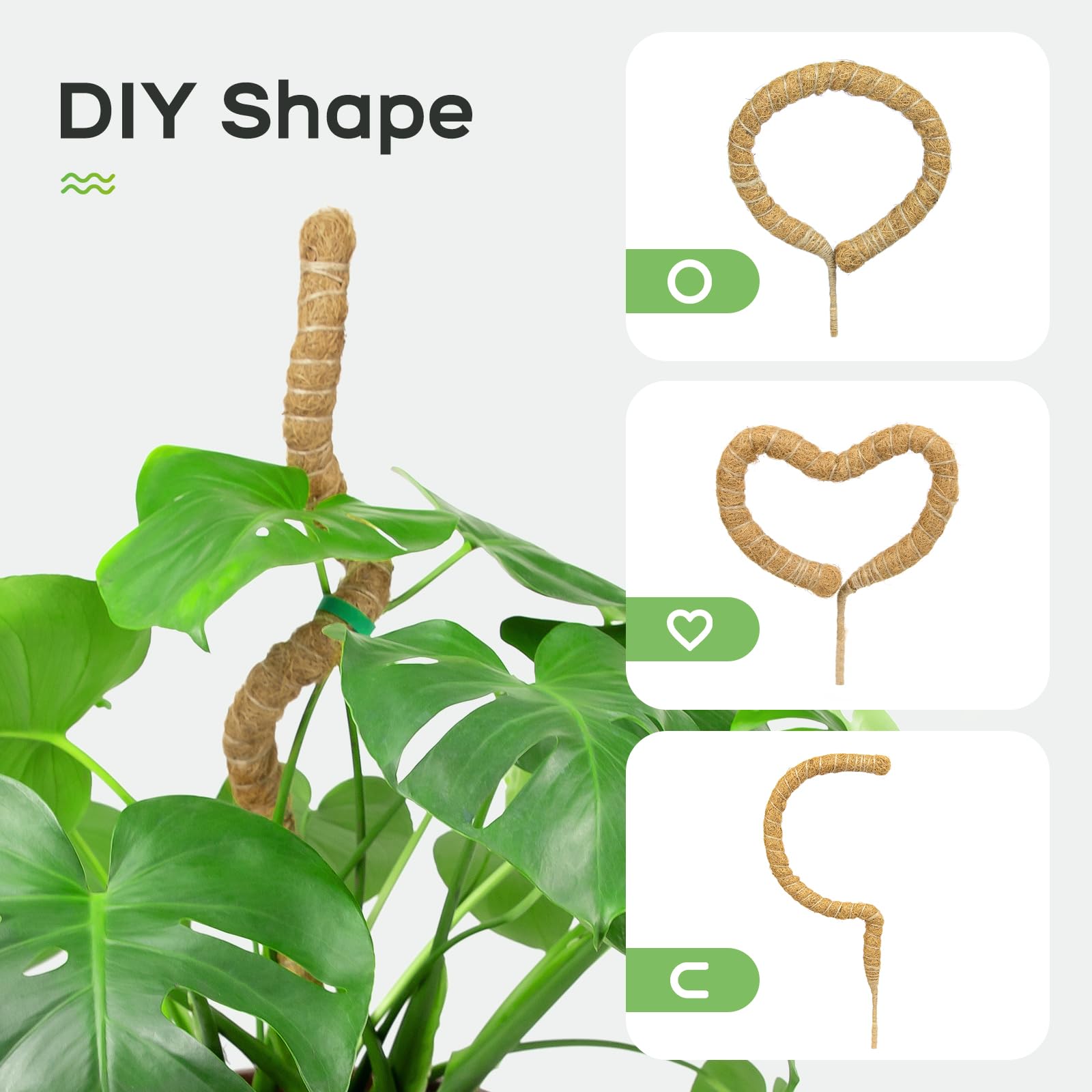 SYCARON Bendable Moss Pole, 47.2 Inches Moss Pole Plant Support Monstera Plant Support Stakes for Medium Climbing Plants, Indoor Plants Growth
