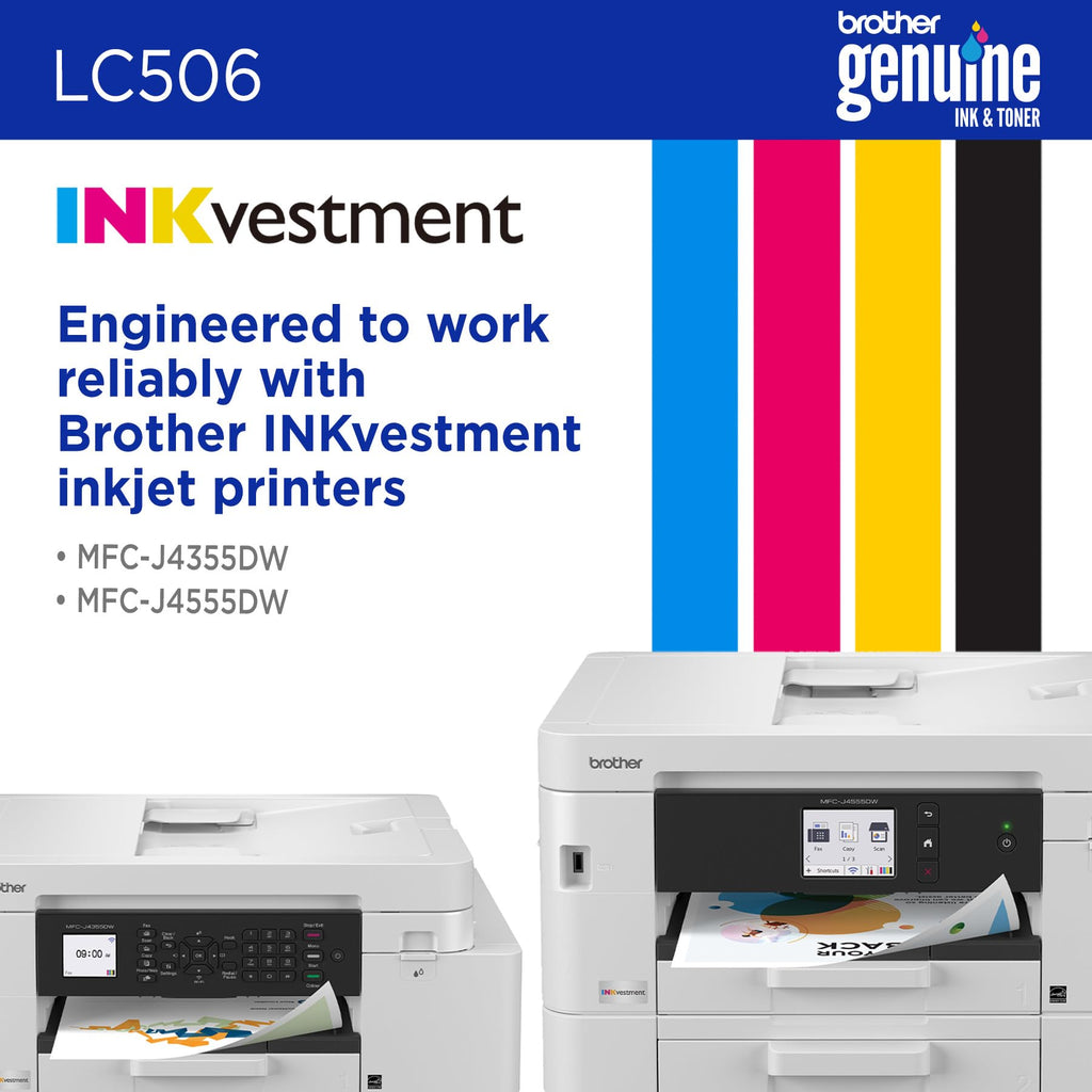 Brother Genuine LC506BKS Standard Yield Black Ink Cartridge for Brother Printer MFC-J4355DW and MFC-J4555DW