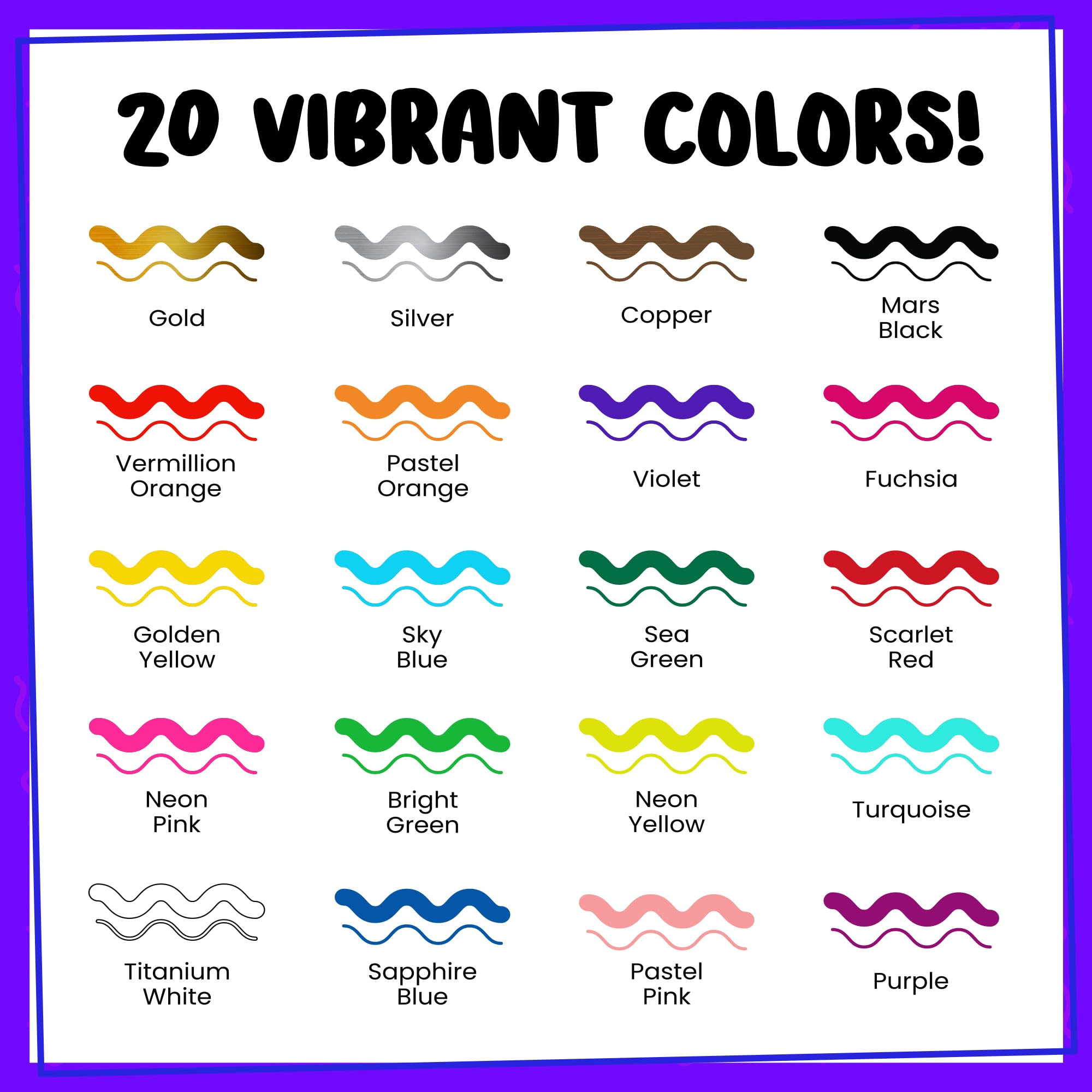 Chalkola 20 Oil Paint Pens - Oil Based Paint Markers for Metal, Fabric, Ceramic, Glass, Rocks - Waterproof & Permanent Paint Markers for Wood, Plastic Surfaces, Steel - 1mm + 5mm Dual Tip