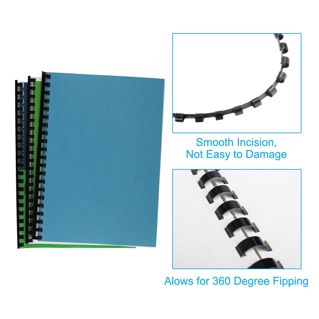 PATIKIL 25mm (1") Plastic Binding Combs, 50 Pcs 21 Rings Comb Binding Spines 225 Sheet Capacity Letter Size for Binding Paper Sheets Notebook Calendar Picture Album, Black