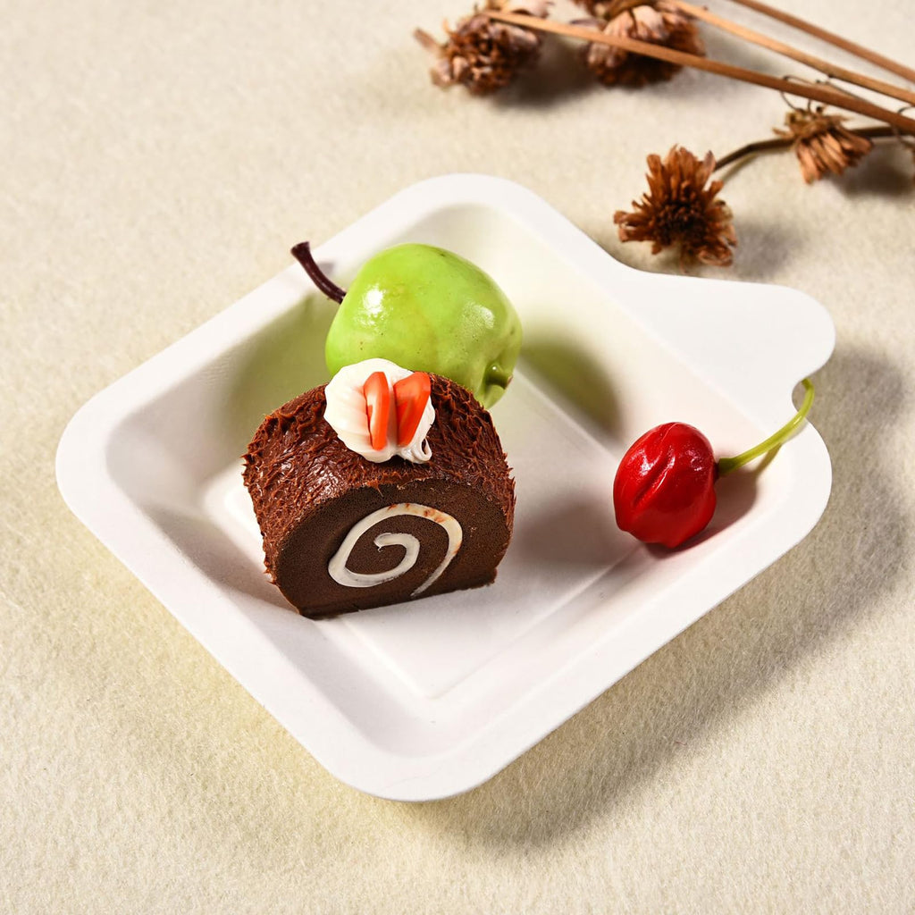 Elsjoy 200 Pack 4.5 Inch Small Paper Plate, Bulk Disposable Paper Cake Plate Square Mini Dessert & Appetizer Plate, Party Snack Plates for Wedding, Birthday, Dinner, Made of Sugarcane Bagasse Fiber