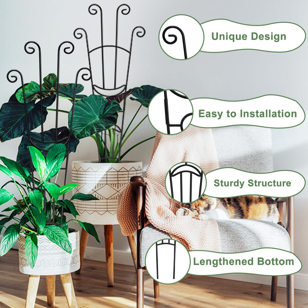 32.6in Monstera Plant Support Stakes for Indoor Plants, Metal Garden Plant Trellis for Climbing Plants, Pothos Vine Snake Climber Support，2P