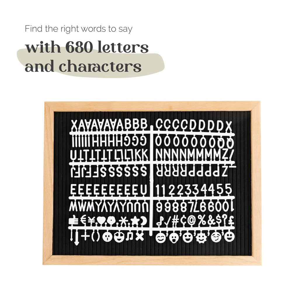 TrendArti Felt Letter Board - 680 Letters, Numbers & Symbols, 16 x 12 inch, Changeable Message Board for Quotes, Notes & Announcements, Wood Frame, Farmhouse Decor Wall and Tabletop, 2 Storage Bags,