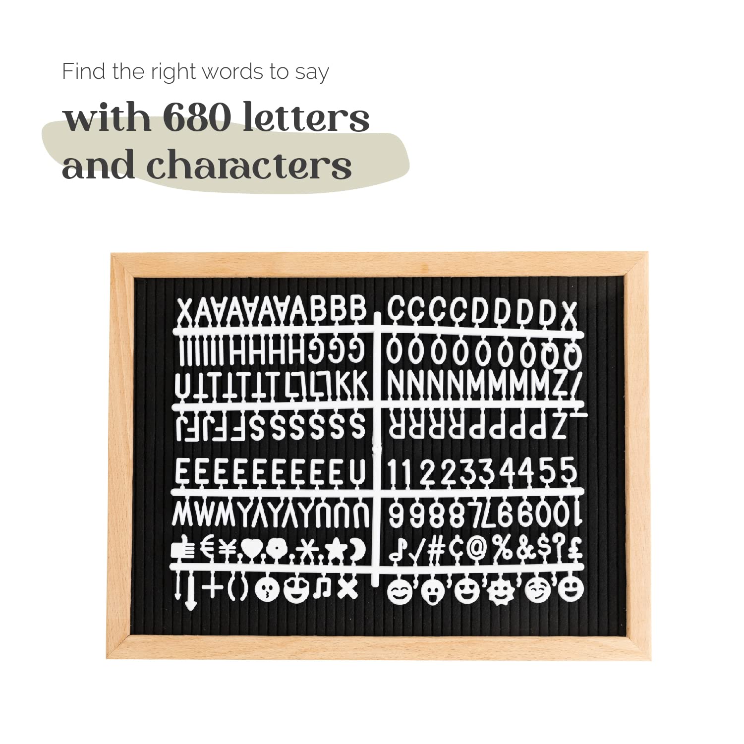 TrendArti Felt Letter Board - 680 Letters, Numbers & Symbols, 16 x 12 inch, Changeable Message Board for Quotes, Notes & Announcements, Wood Frame, Farmhouse Decor Wall and Tabletop, 2 Storage Bags,