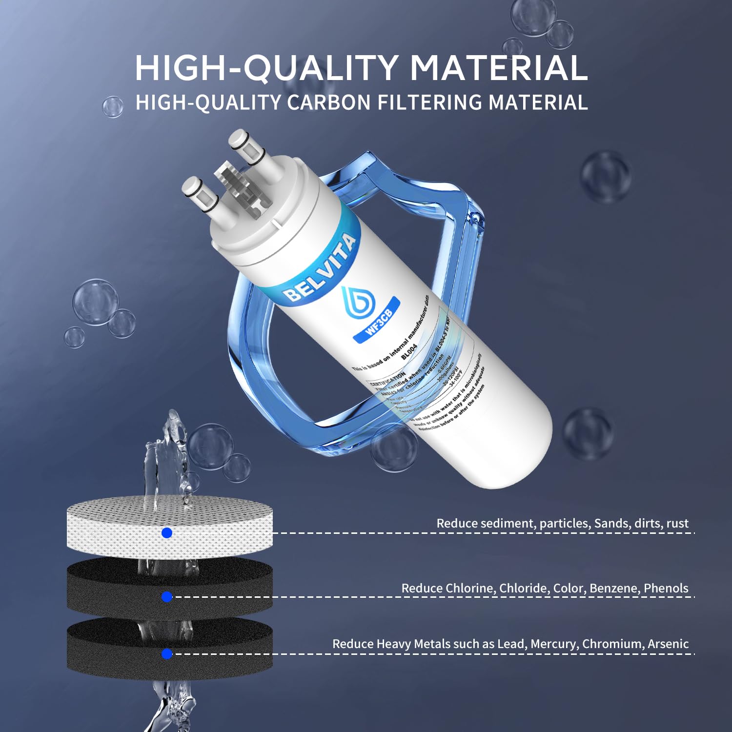 WF3CB Refrigerator Water Filter Compatible with Frigidaire WF3CB Puresource3 242069601 242086201 (3-Pack)