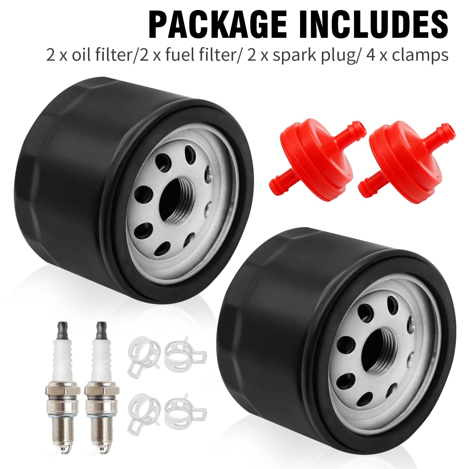 laffoonparts 951-12690 Oil Filter Fuel Filter Kit with Spark Plugs Fit for Craftsman LT3800 Cub Cadet CC30 MTD 4P90HUA Troy Bilt Motor Lawn Mower Engines Replaces#751-12690 751-11501