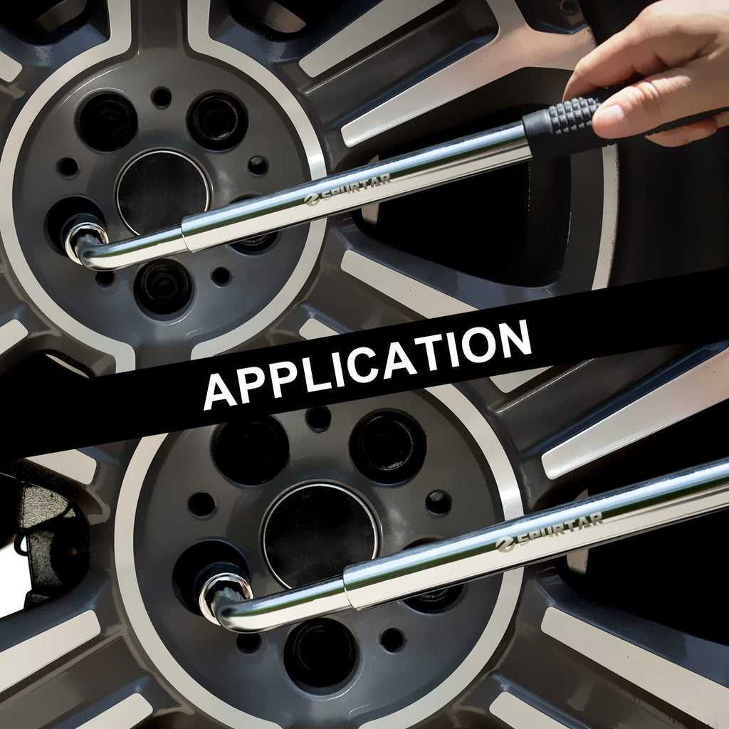 Spurtar Telescoping Lug Wrench Extendable Wheel Brace Lugs Wrench Tyre Repair Kit Wheel Nut Remover 1/2 Drive with 17/19mm and 21/23mm Sockets Storage