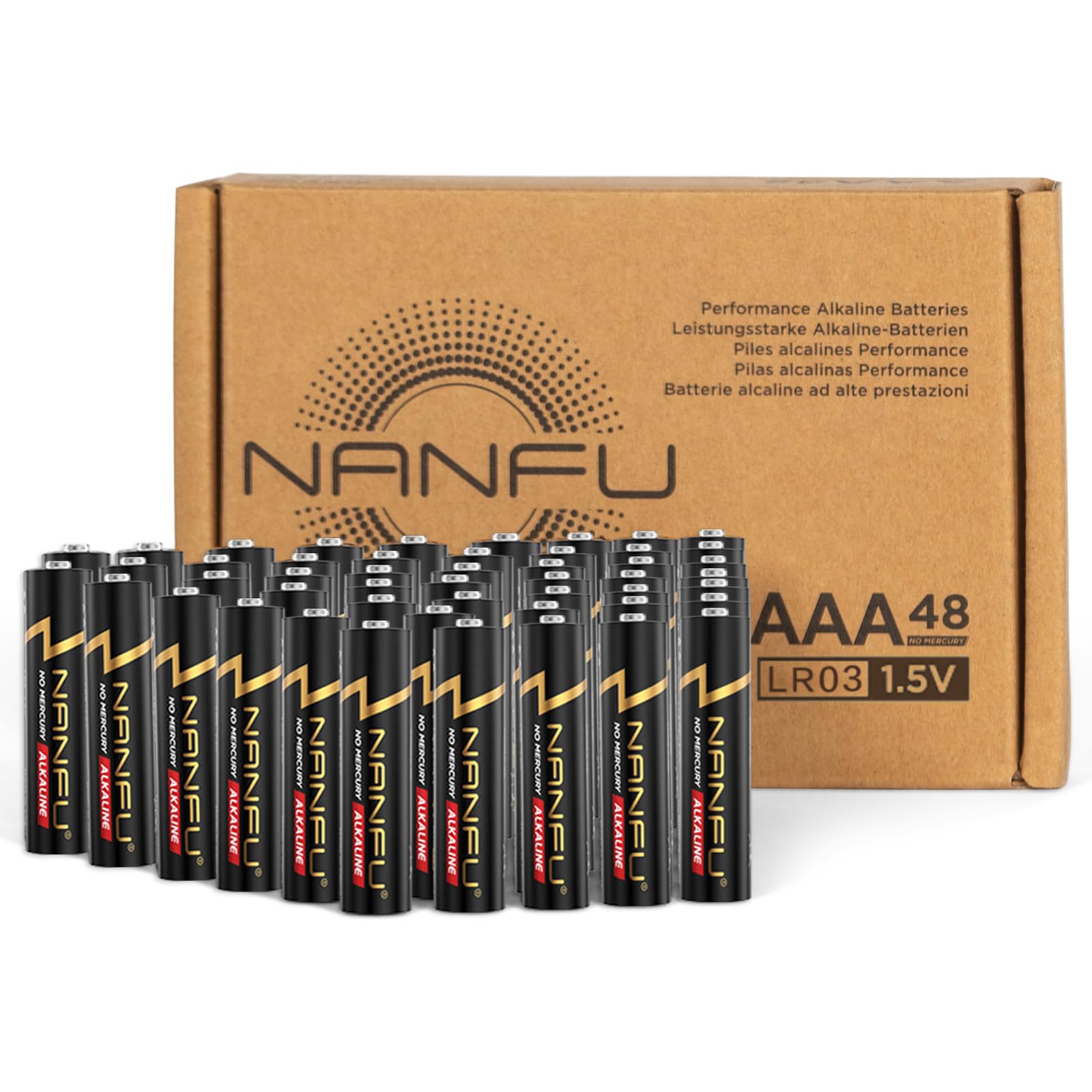 Nanfu AAA Alkaline Batteries 48 Pack, 1.5V Long-Lasting Dry Cell Battery, 10-Year Shelf Life, Leak-Resistant, Power for Remotes, Clocks, Toys, Flashlights & Home Essentials