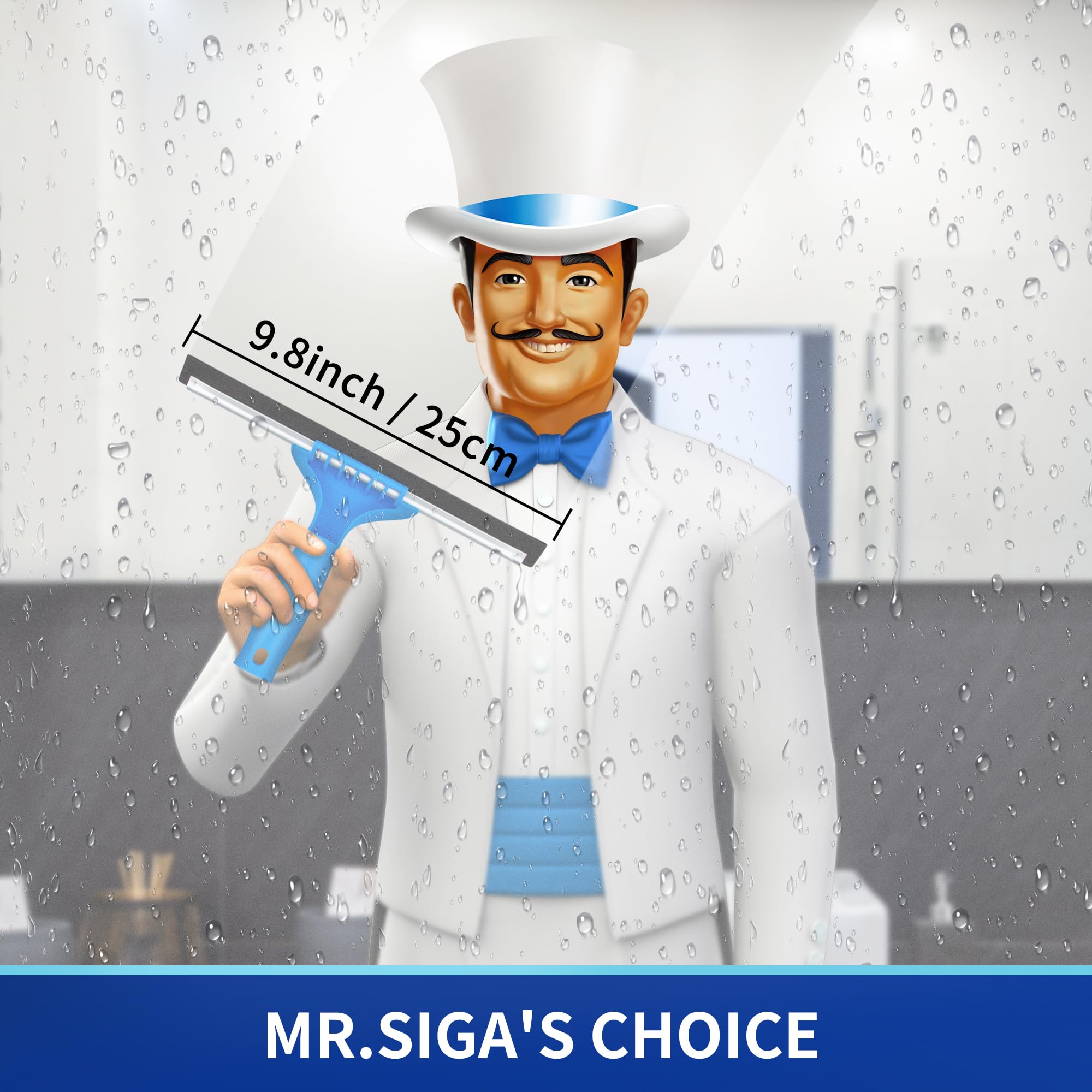 MR.SIGA 25cm Window Cleaning Combo - Squeegee & Microfiber Window Washer