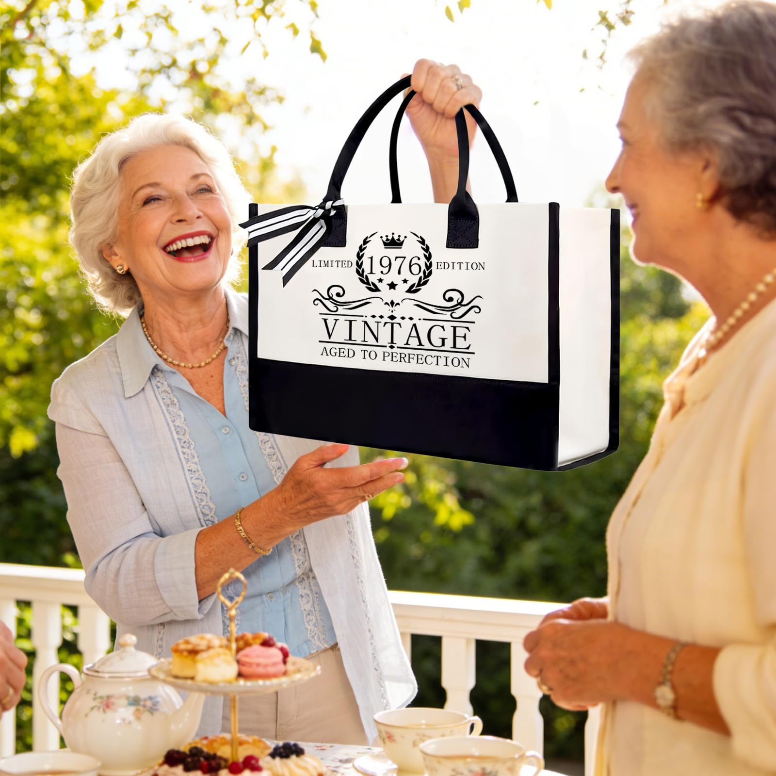 Shellspace 50th Birthday Gifts for Women, Happy 50 Year Old Birthday Gift for Mom Sister Aunt Wife Grandma Friends Her, Unique Gifts Set with Vintage Canvas Tote Bag,Cosmetic Bag,Back in 1976 Poster