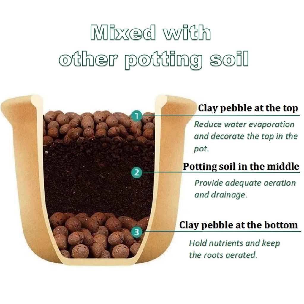 Erilolen 5LBS Clay Pebbles for Indoor Plants - Expanded Clay Pellets Leca Balls Grow Media for Orchids Gardening Aquaponics, Hydroponics Supplies for Drainage Decoration, 8mm-10mm
