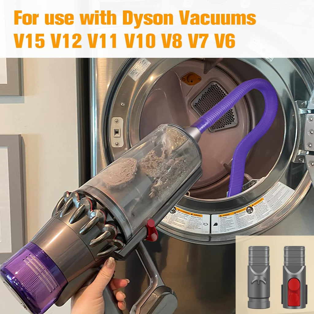 FUNTECK Dryer Lint Vacuum Attachment Compatible with Dyson V15 V12 V11 V10 V8 V7 V6 Vacuum Cleaners, Flexible Vent Lint Cleaner Kit, 34 inches