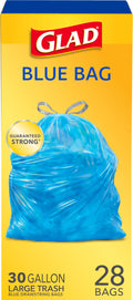 Glad Large Drawstring Bags, Blue, 30 Gallon, 28 Count (Package May Vary)