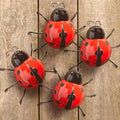 Metal Ladybugs Garden Wall Art Decor Cute Handmade Ladybugs for Backyard Garden Lawn Porch Outdoor Decoration with Red and Black Spots Easy Hanging Yard Wall Ornament Set of 4